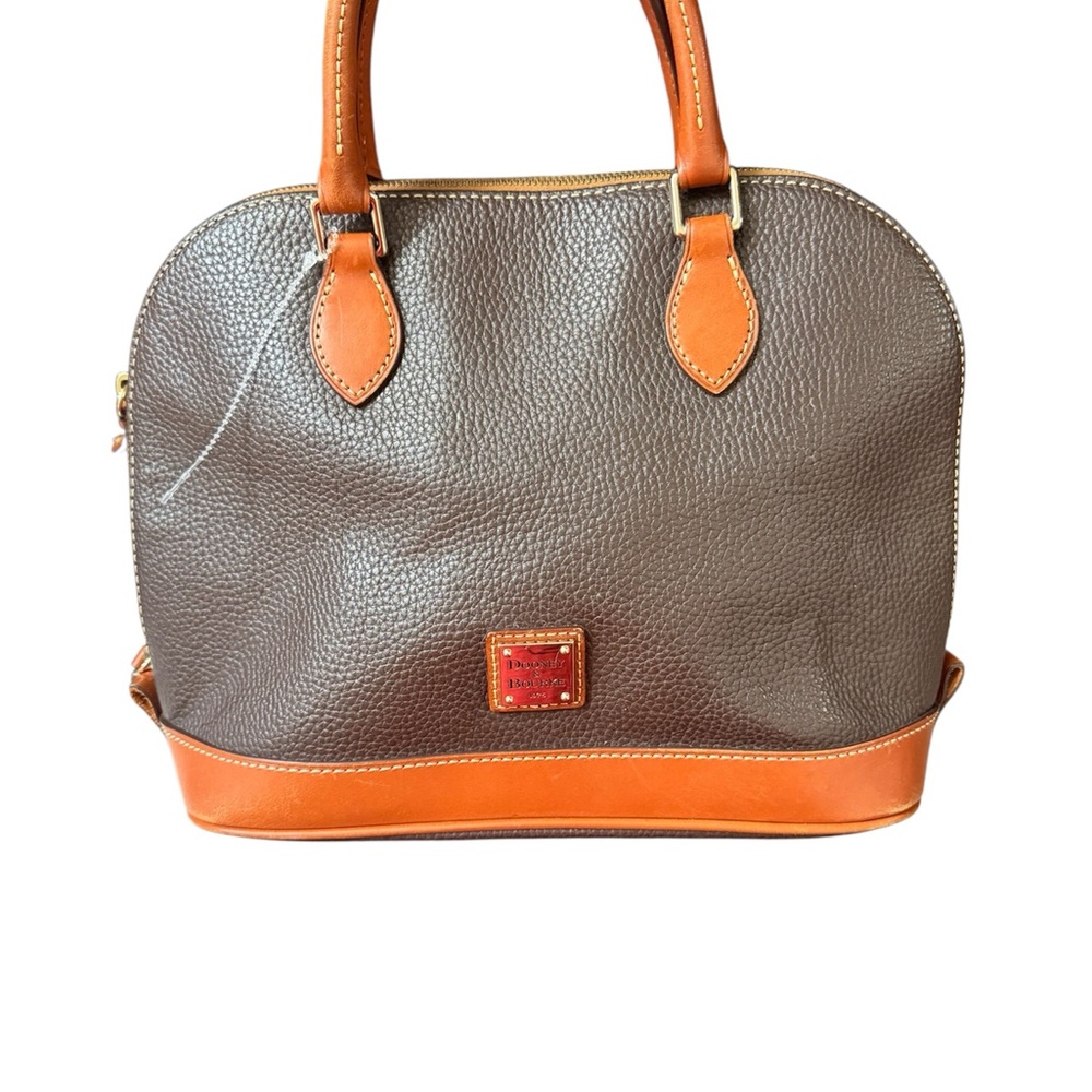Dooney & Bourke Brown and Tan Pebbled Leather Dome Satchel
